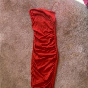 Elegant Burnt Orange Ruched Dress